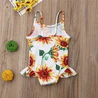 0-24m Baby Girls Bodysuit Swimsuits Sunflower Print One_Piece Swimming Suits For Infant Girls 2