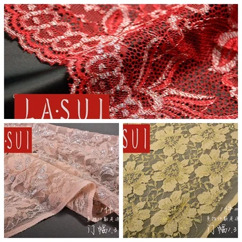 

LASUI gold thread weaving lace fabric dress Gold thread or silver thread weaving lace fabric feel soft and good variety 3colors