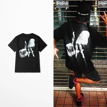 

High Street Men Funny Finger 3D Print T-shirt Summer Gesture Hip Hop Streetwear Black Tshirt Oversize Novelty Tee Shirts