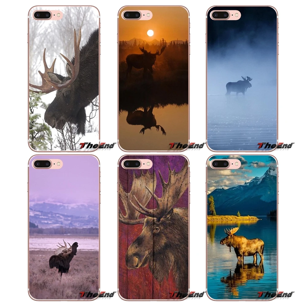 

For iPhone X 4 4S 5 5S 5C SE 6 6S 7 8 Plus Samsung Galaxy J1 J3 J5 J7 A3 A5 2016 2017 Animal Alaska Bull Moose Silicone TPU Case