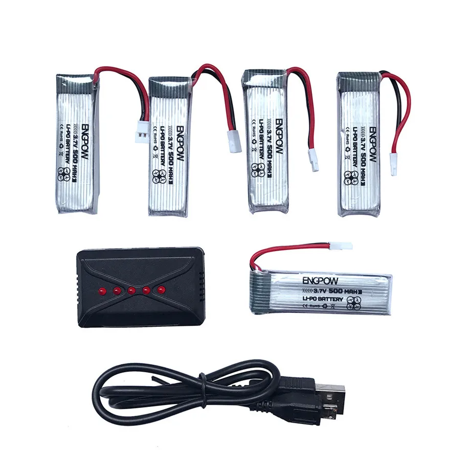 

High Quality 3.7V 500mAh Li-Polymer Battery +A Five Charger For JJRC H37 RC Quadcopter Toys Wholesale