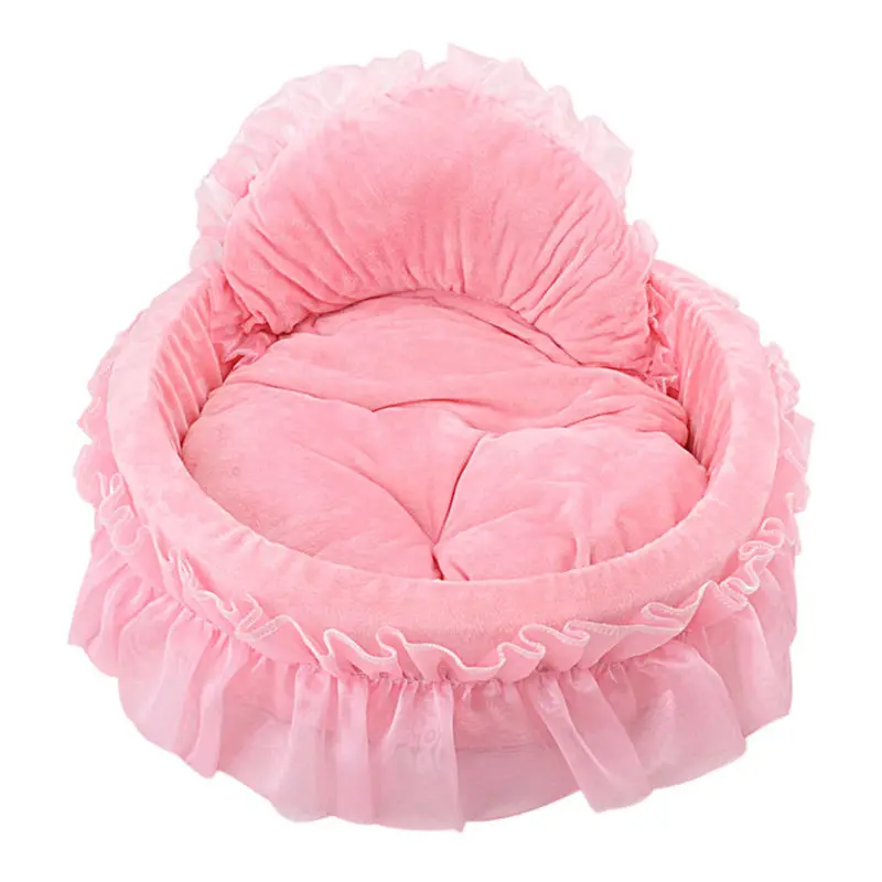Розовая кружевная кровать принцессы для маленькой собаки, мягкий диван для собак, домик для щенка, домашнее животное, собачка, плюшевое постельное белье, кровать для кошки, собаки, гнездо, коврик для питомников - Цвет: pink