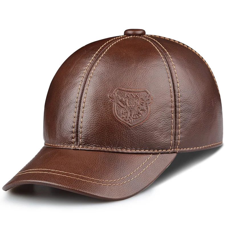 

2017 new Genuine leather hat male first layer of cowhide autumn winter casual thermal the middle age baseball cap hat for man