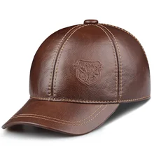 2017 new Genuine leather hat male first layer of cowhide autumn winter casual thermal the middle age baseball cap hat for man cowhide baseball cap male autumn and winter genuine leather hat thermal thickening male cotton earmuffs winter hat