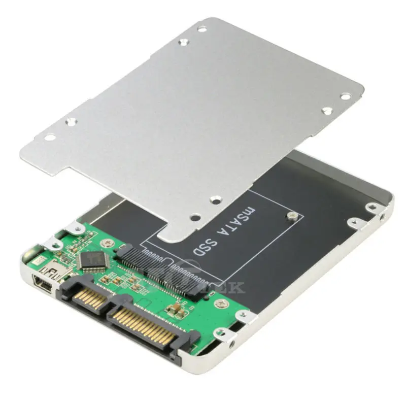 Mini PCIe mSATA to SATA + USB 2.0 Converter Adapter 2.5 inch HDD SSD Case Enclosure 7mm Aluminum
