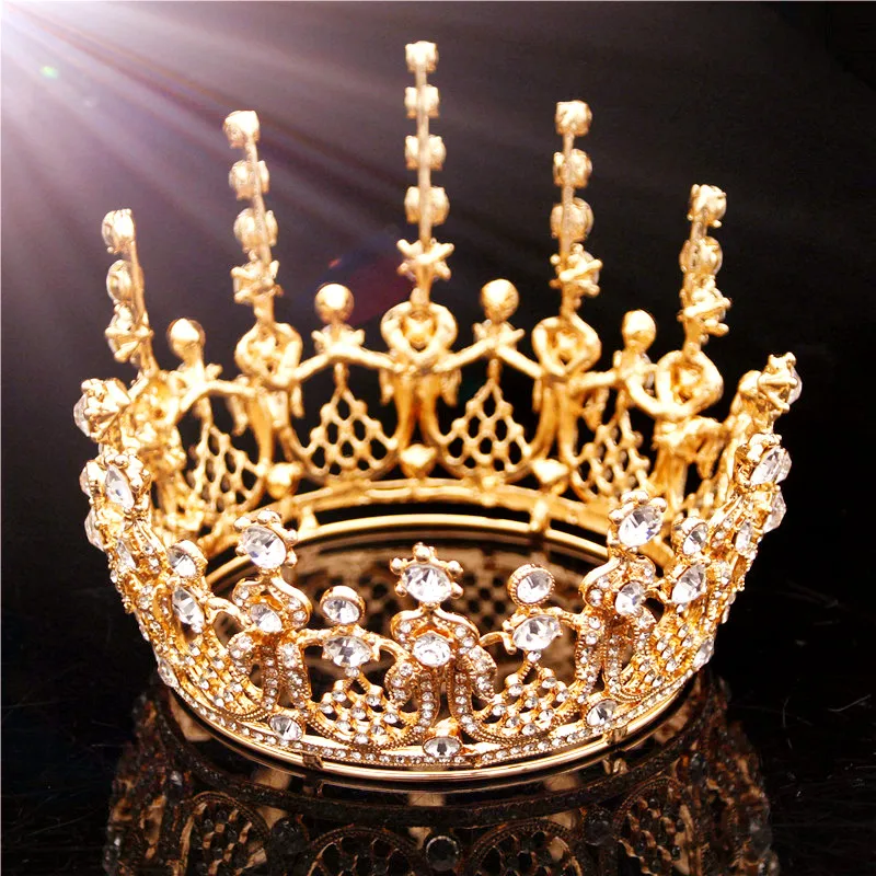Queen Король Корона оголовье металла кристалл головной убор украшение для свадебный аксессуар для волос диадема тиары свадебные украшения