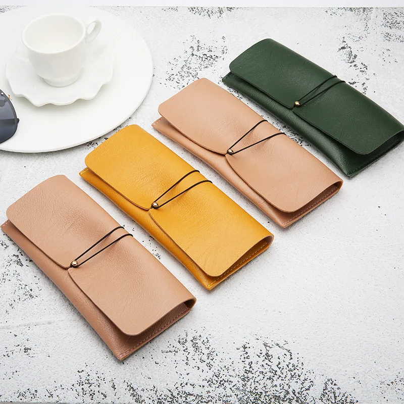 

Multi-color PVC Leather Glasses Case Stylish Personality Suede Fold-able Buckle Sunglasses Storage Bag Eyeglass Sunglasses Box