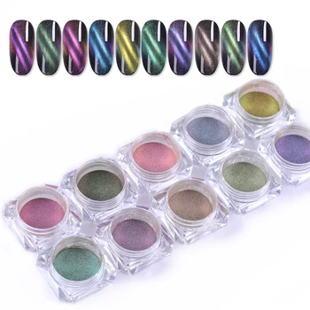 

LEMOOC 0.5g 3D Cat Eye Nail Glitter Powder Magnetic Dust Nail Art Chrome Pigment Accessories DIY