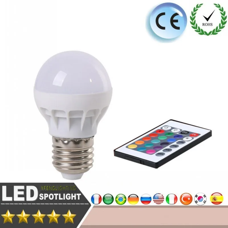 Светодиодная RGB лампа с ИК пультом E27 GU10 E14 6 Вт свет AC 85 265 в Энергосберегающая