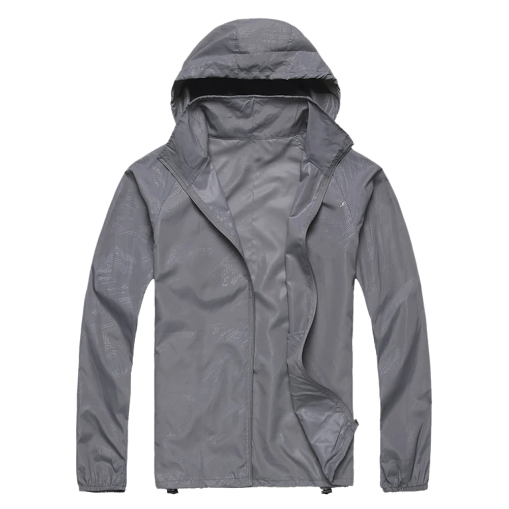 

Outdoor Unisex Cycling Running Waterproof Windproof Jacket Rain Coat -Light Grey