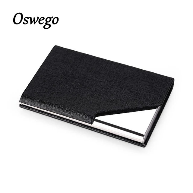 Oswego Stainless Steel Oracle Grain Pu Leather Metal Magnet Cover Oswego Stainless Steel Oracle Grain Pu Leather Metal Magnet Cover Business Cards Holder Cigarette Pocket Case