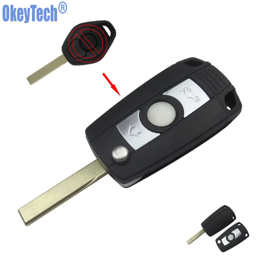 

OkeyTech 3 Buttons Modified Folding Flip Key Shell Refit Cover For BMW 3 5 7 Series Z3 Z4 E38 E39 E46 Auto Remote Case Fob HU92