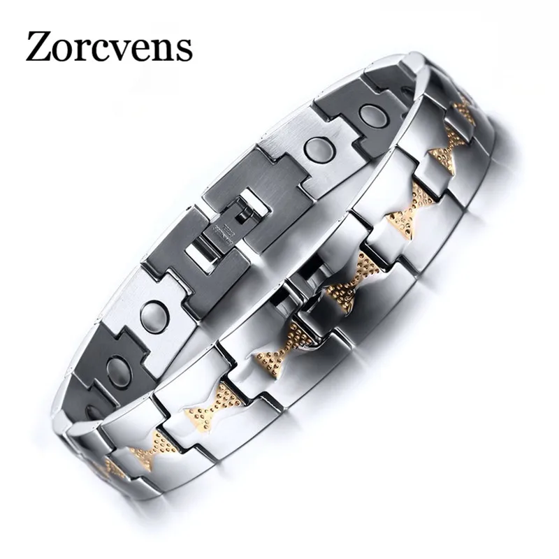 ZORCVENS магниты для здоровья мужской браслет регулируемый длиной Нержавеющая сталь ювелирные изделия для мужчин