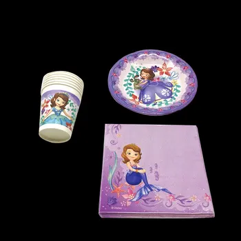 

Baby kids birthday party disposable table sets Disney princess sofia decoration 22pcs party supplies paper plates cups napkin