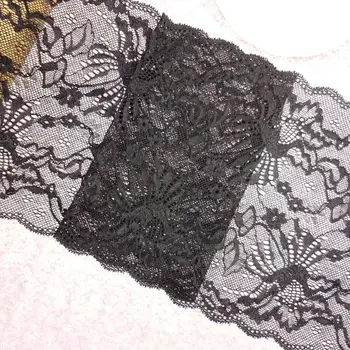 

#71 Pure Black Lace 17.5CM Wide 2 yards/lot Stretch Elastic Lace Mesh Fabric Edge Trim Trimming Embroidered DIY Sewing Supplies