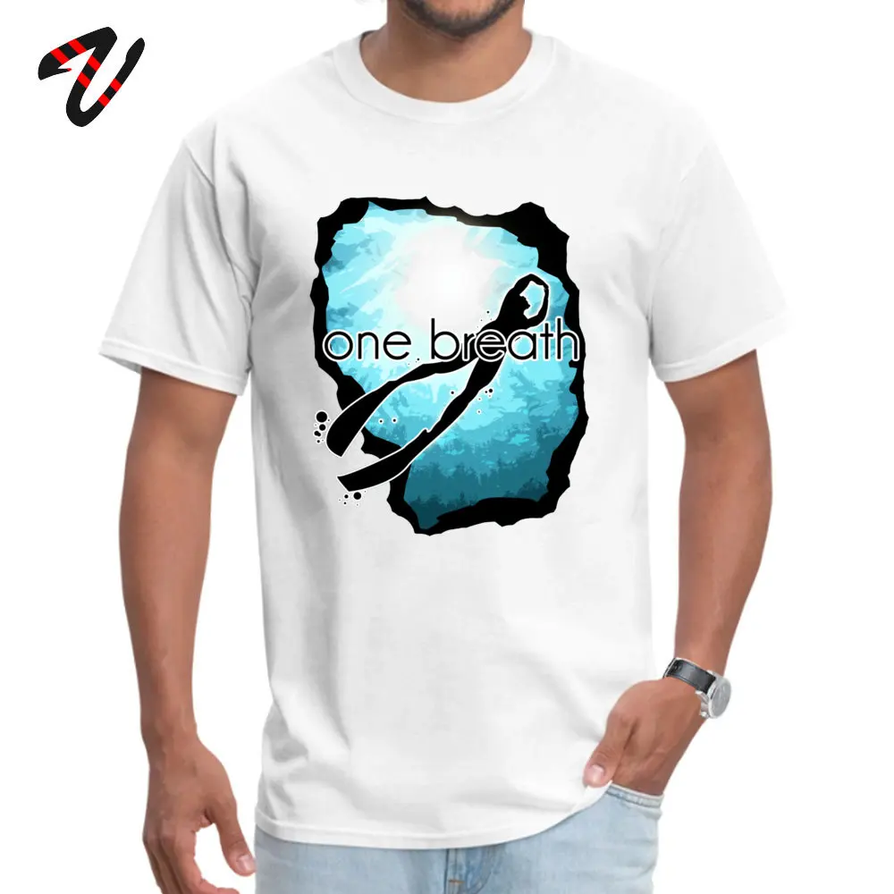 One breath Freediving T Shirts Slim Fit Short Sleeve Hip hop 100% Cotton Crew Neck Men Tops Shirts Tee Shirts VALENTINE DAY One breath Freediving 2306 white