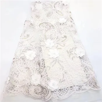

African 3d Sequin Lace Fabric 2019 Embroidered Nigerian Laces Fabric High Quality French Tulle Lace Fabric For Women C01
