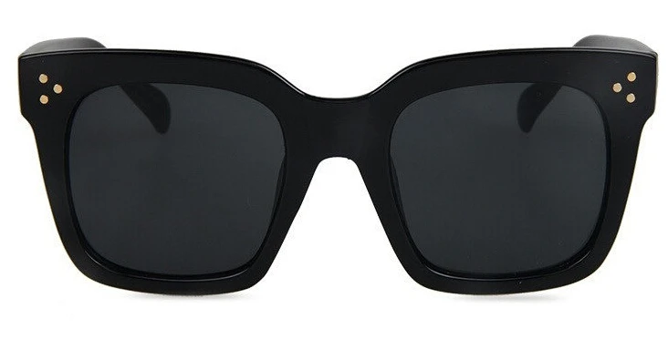 Ким солнечные очки в стиле Кардашьян леди плоский верх очки Lunette Femme женские роскошные брендовые Солнцезащитные очки женские заклепки солнцезащитные очки UV400 - Цвет линз: black