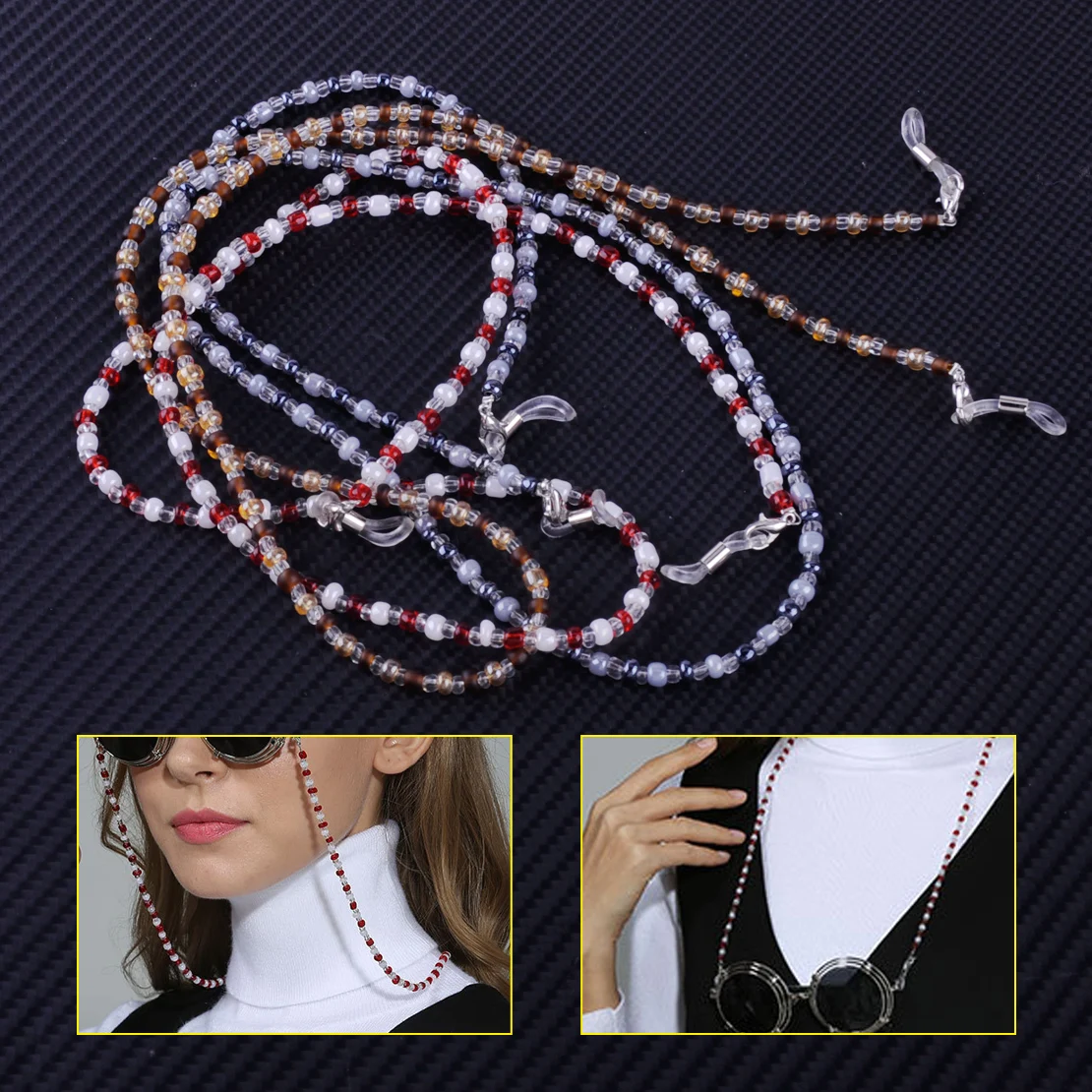 LEATAOSK New 3PCS Neck Chain Beaded Cord Lanyard Retainer Holder Rope