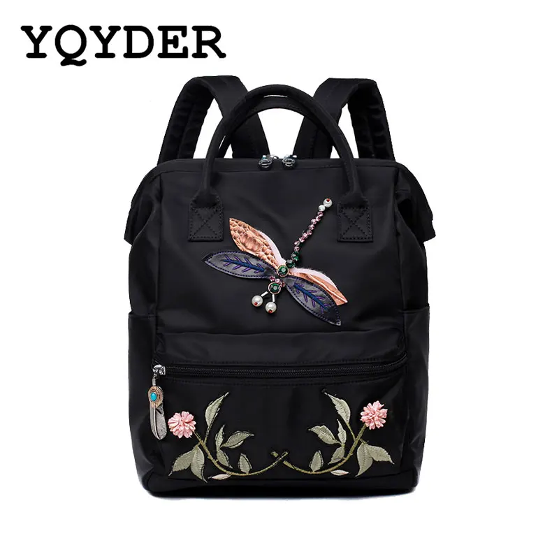 

Large Capacity Multifunctional Nylon Women Backpack Embroidery Flower Back Pack Animal Pattern School Bag Female Mochila Femini