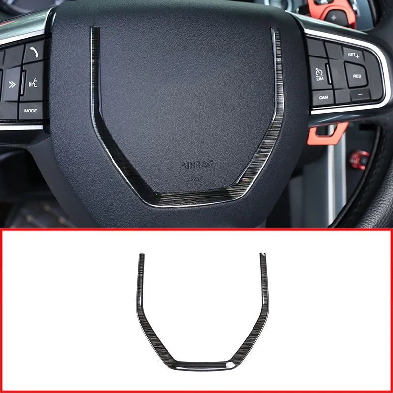 

For Land Rover Discovery Sport 2015-2018 Black brushed Stainless steel Steering Wheel Sequins Trim Car Accessories