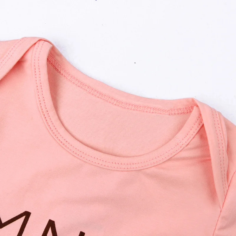 Fashion Funny Letters Printed Baby Clothes Dropship Pink Bodysuit