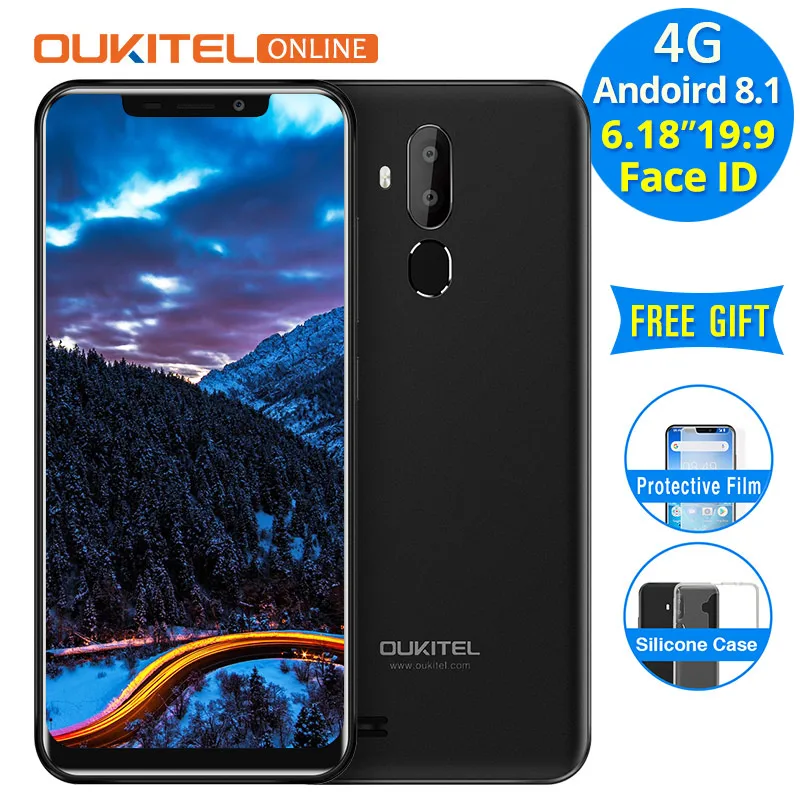 Oukitel C12 Pro 4G 6.18″ 19:9 Android 8.1 Face ID 2GB RAM 16GB ROM 3300mAh Mobile Phone MT6739 Quad Core Fingerprint Smartphone