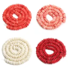 1strand 3*7mm Natural Stone Coral Oblate Beads Orange/Pink/White/Red Spacer Beads For Necklace Bracelet Jewelry Making F3898