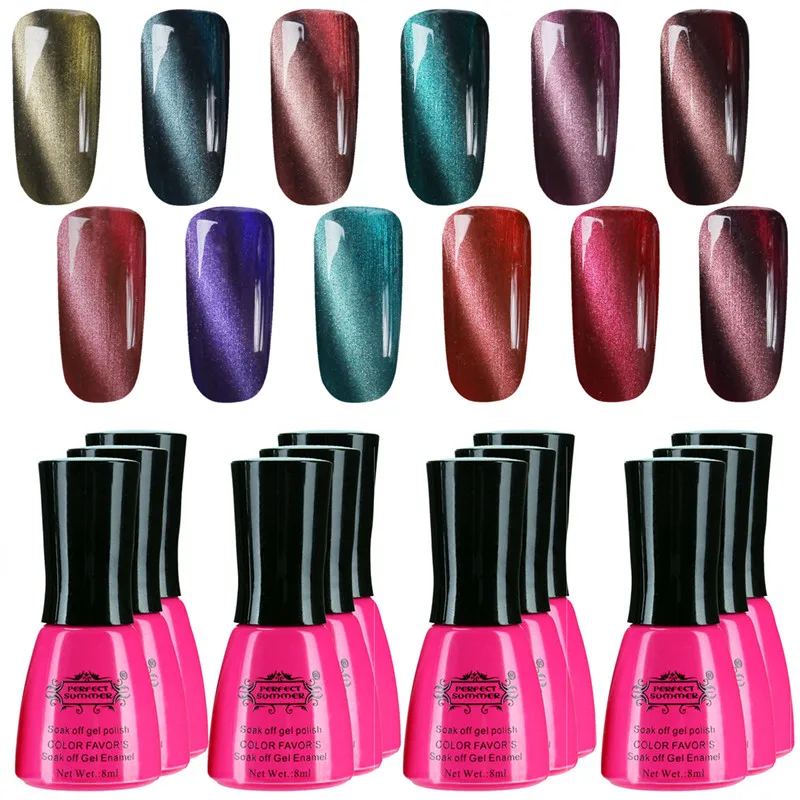 Aliexpress.com : Buy Perfect Summer 12pcs/lot Cat Eyes Color UV Gel Nail Polish LED UV Soak off