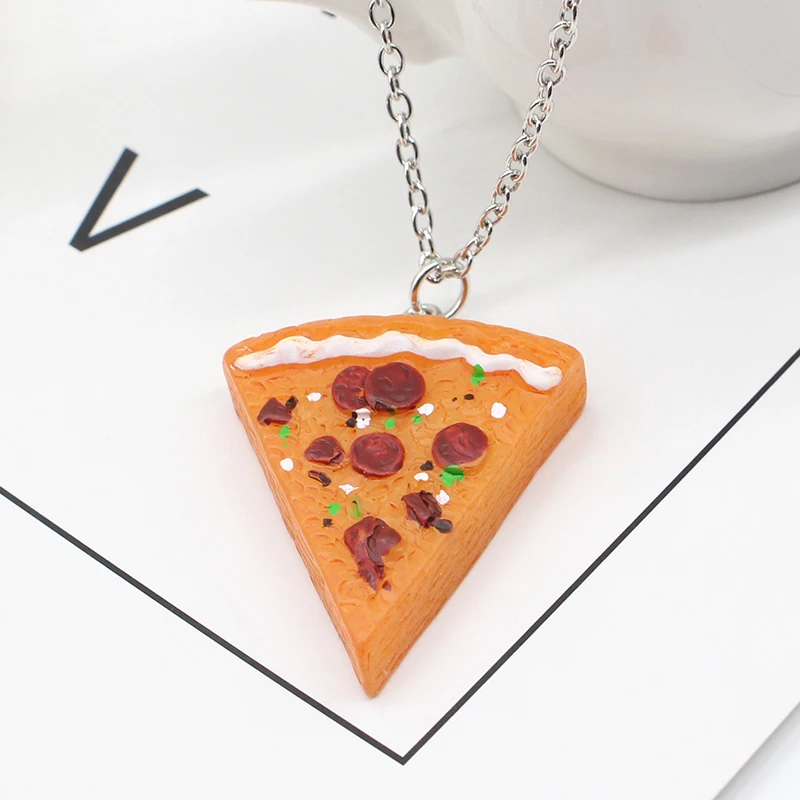 7 шт. набор ожерелье лучших друзей для женщин мода пицца сшивание кулон ожерелье трехмерная еда модель ювелирное изделие подарок