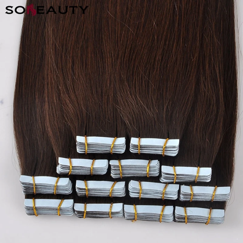 Клейкие человеческие волосы sobeauty на Клейкой Ленте для наращивания, 1" 16" 1" 20" 2" 20 шт., чистые цвета, прямые волосы remy для кожи, индийские волосы