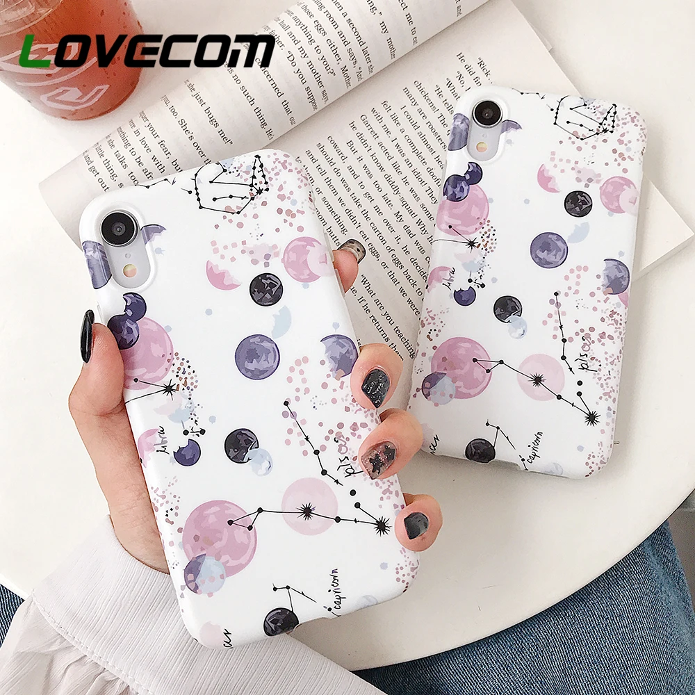 

LOVECOM Retro Planets Star The Big Dipper Graphics Phone Case For XR XS Max 6 6S 7 8 Plus X Matte Soft IMD Phone Back Cover