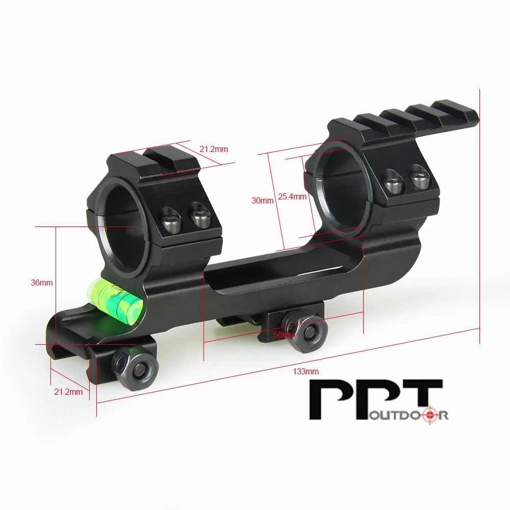 Крепление PPT Riflescope для трубки 25 4 30 мм с платформой Reddot и пузырьковым уровнем 21 2 Rail