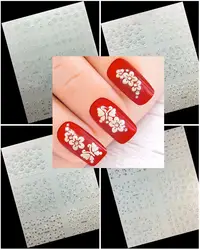 6 листов в одном белом цветке и горном хрустале, клейкая наклейка для дизайна ногтей s 3D beauty Nail Art sticker, наклейки для дизайна ногтей DIY Nail Art