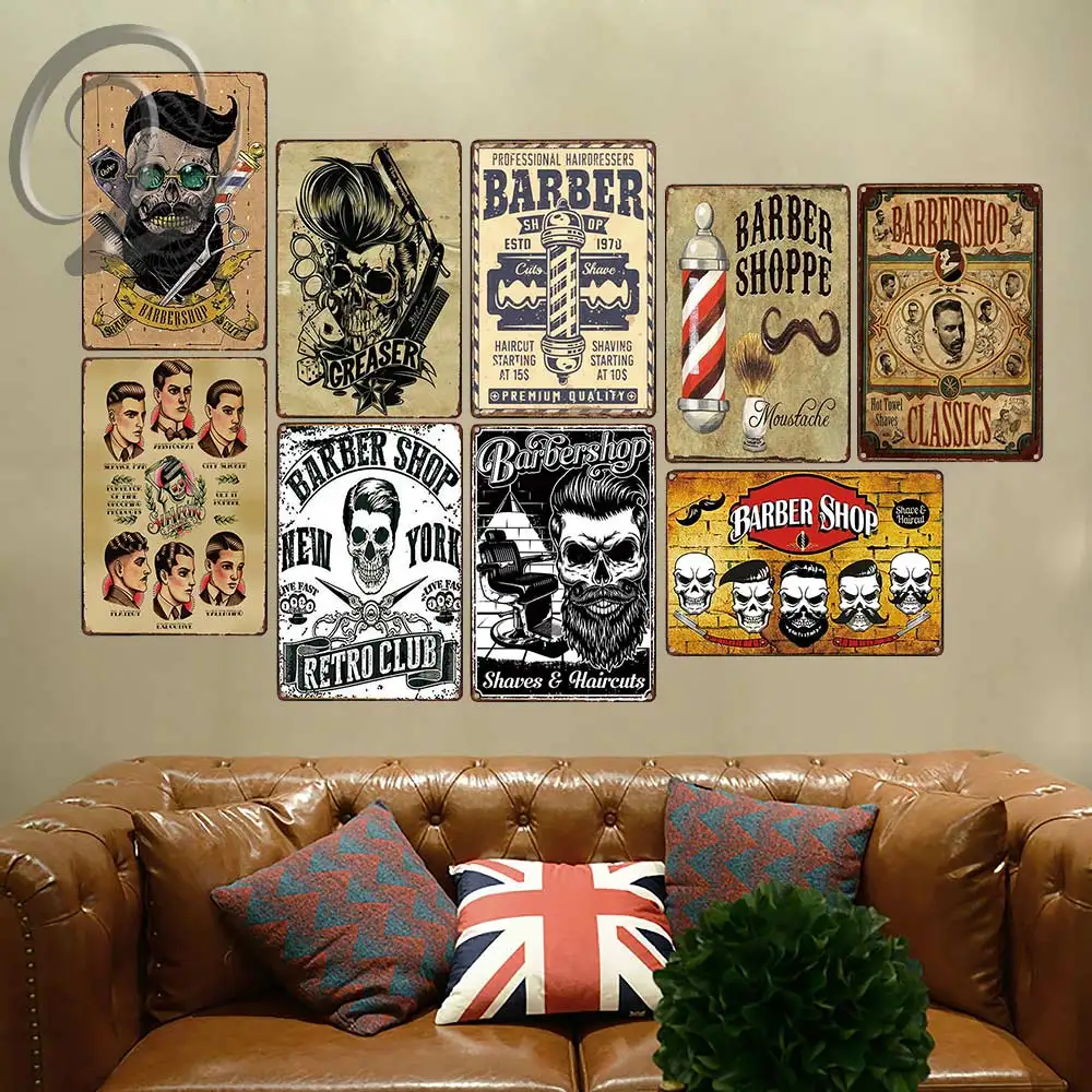 

Barber Shop Poster Wall Sticker Metal Tin Sign Bar Pub Cafe Home Man Cave Vintage Wall Decor