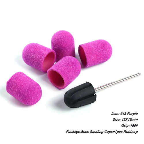 STZ, 5 шт. шлифовальных лент для ногтей, машинная ручка 150# шлифовальные колпачки с резиновым кофе, УФ-гель для удаления ногтей, сверла для ногтей, Маникюрный Инструмент#721 - Цвет: NO.13 Purple