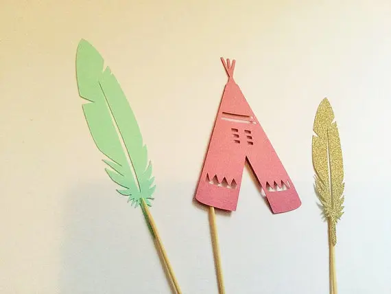 glitter Boho tribal party Cupcake Appetizer toppers bridal shower Wedding engagement