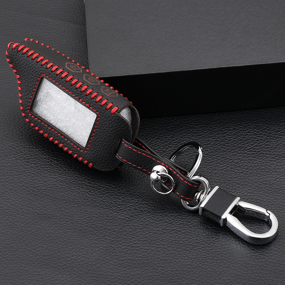 

AndyGo New Design 3 Buttons Remote Leather Case Cover LCD for Starline B9 B6 A91 A61 Twage Two Way Car Alarm System keychain