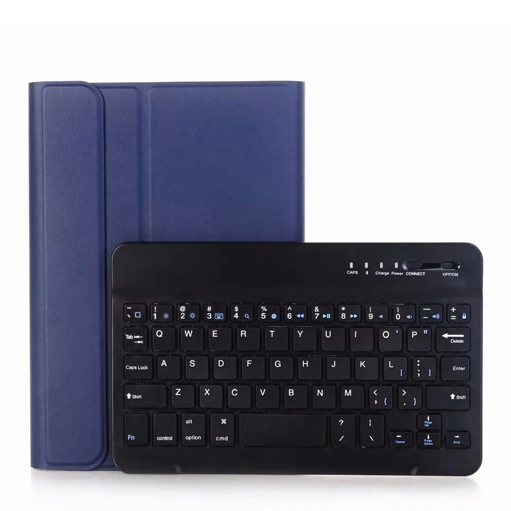 Для Apple iPad mini 5 A2124 A2125 A2126 A2133 Bluetooth клавиатура чехол из искусственной кожи съемная подставка планшет защитный чехол - Цвет: Тёмно-синий