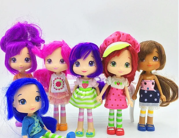 

5pcs no repeat 14cm Straw berry Rush girls action figure doll PVC Shortcake Orange Blossom Lemon Meringue kids collection gift