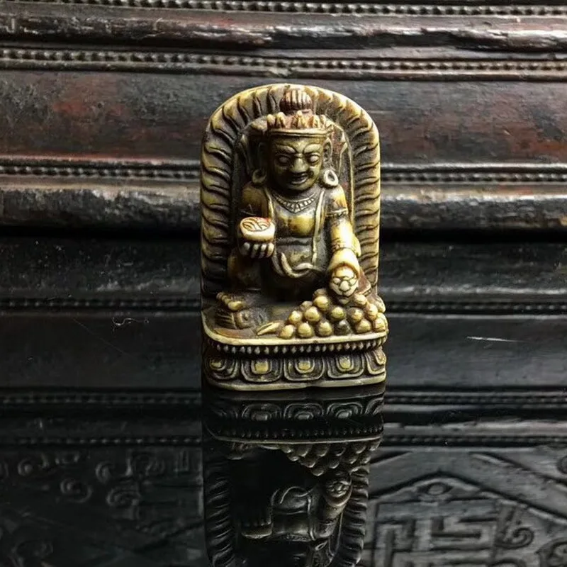 

Huang Caishen stone carving handmade Tibetan old Buddha statue old wiping Ming Dynasty with Buddha antiques