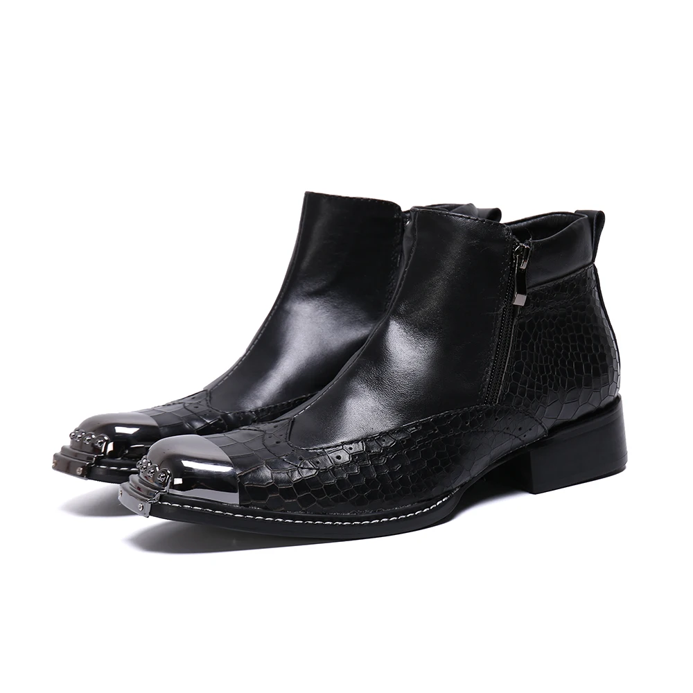 Christia Bella/зимняя мужская обувь с вышивкой; ботинки из натуральной кожи; модные повседневные ботинки; большие размеры; ботильоны; удобные ботинки