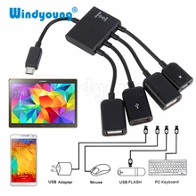 4 порта USB 2,0 концентратор 4 в 1 Micro USB хост-кабель OTG зарядный ремень для втулки адаптер сплиттер для Android телефона планшета ПК usb накопители
