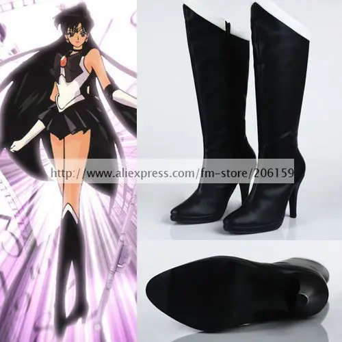 Sailor Moon Meiou Setsuna Cosplay Shoes Black Hight Heel Pumps Shoes Lady Boots