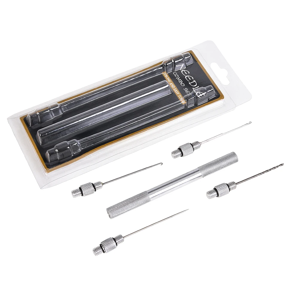 

5-in-1 Bait Needles Carp Fishing Rigging Bait Needle Kit Tool Set Boilie Drill Stringer Needle Nonslip Aluminum Alloy Handle