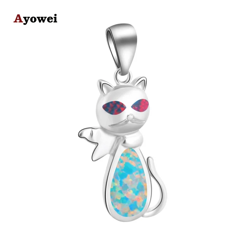 Женское ожерелье с подвеской в виде кота|f pendant|fire opalfire opal pendant |