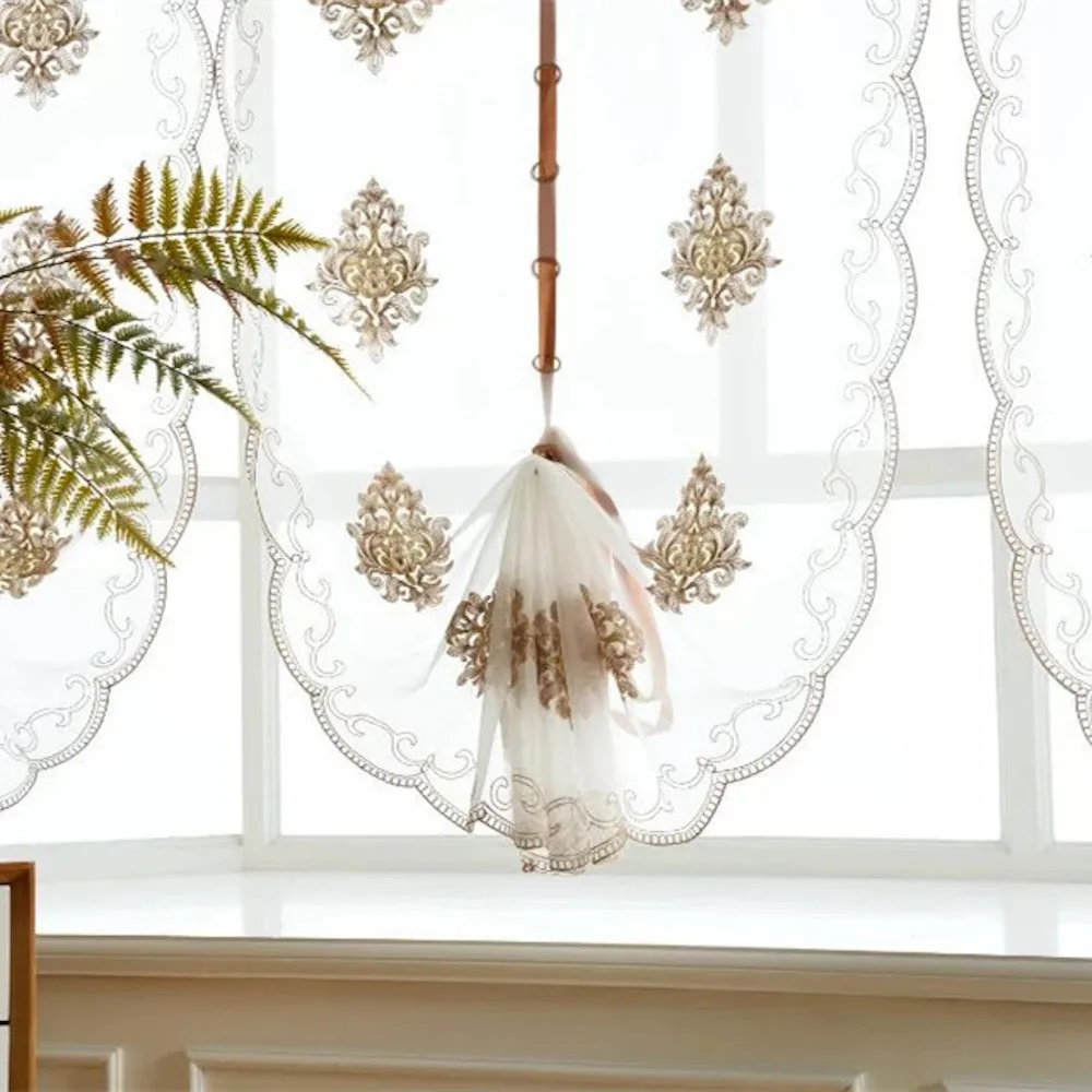 Balloon Shade Roman Curtain Flower Double sided Embroidery Tulle