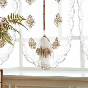 

Balloon Shade Roman Curtain Flower Double-sided Embroidery Tulle Organza Sheer Bay Window Gauze Valance Cafe 80 60 x 115 265cm