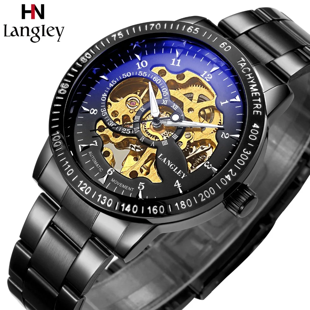 

Luxury Men Watches Automatic Mechanical Watch Male Stainless Steel Skeleton Retro Steampunk Watch Fashion Business Wrist Watch