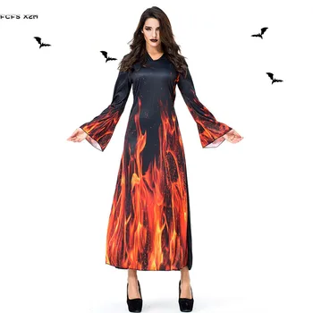 

Gothic Woman Halloween Demon Costumes Female Sorceress Hell devil Scary Cosplays Purim Carnival Nightclub Role play party dress